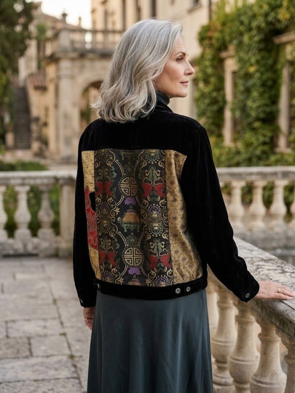 Vintage Chicos Design Velvet Brocade Jacket Size 2 Large Tapestry Asian Artwear